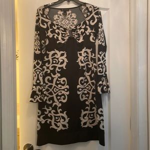 Inc Dress black with white design